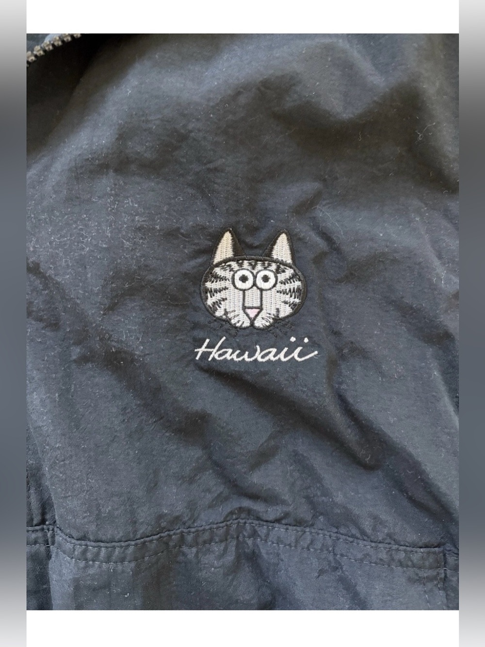 RARE Kliban Cat Hawaii Nylon Zip Up 90s small